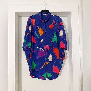 Vintage 1980s J.M.T colour splatter button down - 38